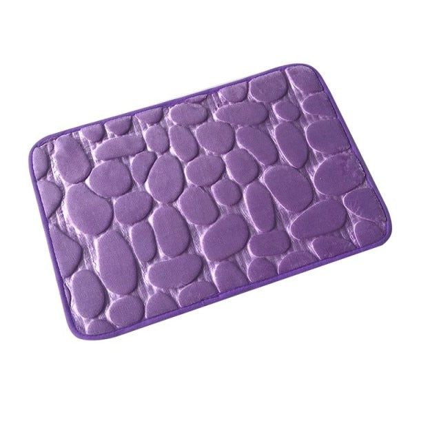 Cobblestone Embossed Bathroom Floor Mat Non-slip Washable Side Floor Rug Shower Room Doormat Memory Foam Pad