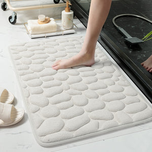 Cobblestone Embossed Bathroom Floor Mat Non-slip Washable Side Floor Rug Shower Room Doormat Memory Foam Pad