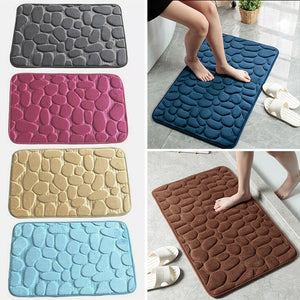 Cobblestone Embossed Bathroom Floor Mat Non-slip Washable Side Floor Rug Shower Room Doormat Memory Foam Pad