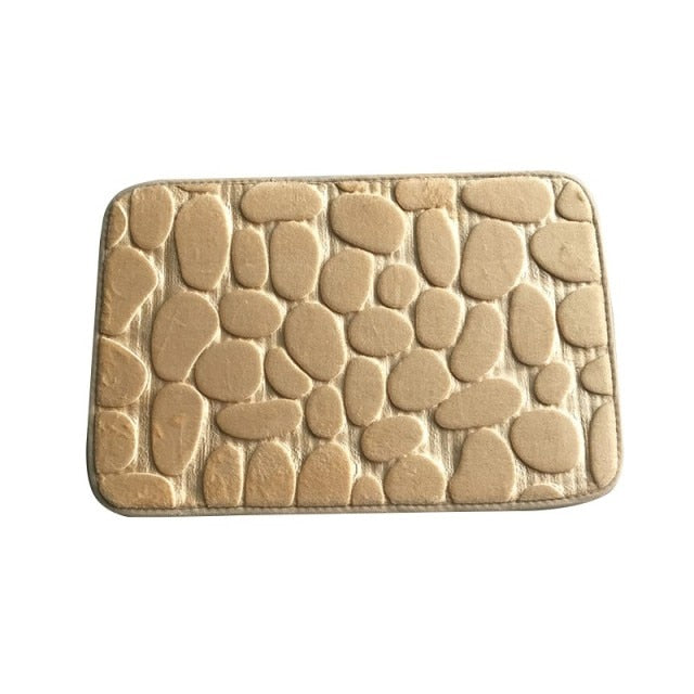 Cobblestone Embossed Bathroom Floor Mat Non-slip Washable Side Floor Rug Shower Room Doormat Memory Foam Pad