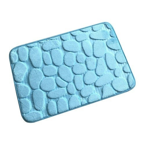 Cobblestone Embossed Bathroom Floor Mat Non-slip Washable Side Floor Rug Shower Room Doormat Memory Foam Pad