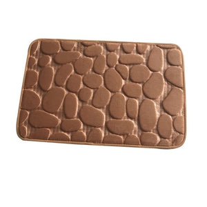 Cobblestone Embossed Bathroom Floor Mat Non-slip Washable Side Floor Rug Shower Room Doormat Memory Foam Pad