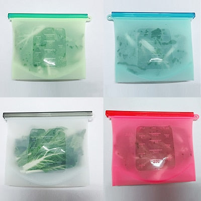 Kitchen Food Sealing Storage Bag Reusable Ziplock 4PCS 1000ml